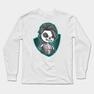 Cute Skull Kid Logo Cartoon Long Sleeve T-Shirt